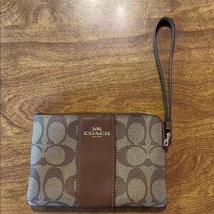 Coach Signature Brown Wristlet